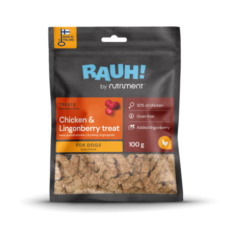 Rauh Chicken-Lingonberry godbid til hund 100 g.