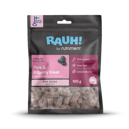 Rauh Pork-Bilberry godbid til hund 100 g.
