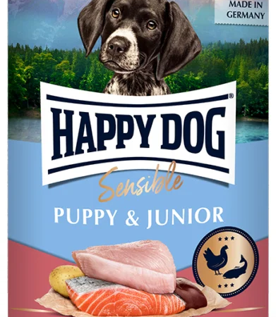 Happy Dog vådfoder Puppy & Junior Kylling & Laks 400 g.