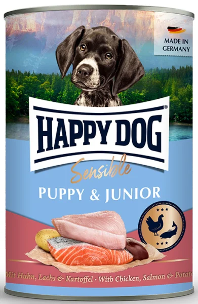 Happy Dog vådfoder Puppy & Junior Kylling & Laks 400 g.