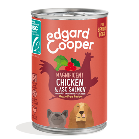 Edgard & Cooper vådfoder Kylling & Laks Senior 400 g.