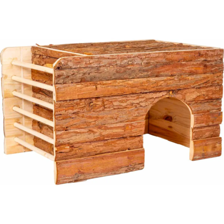 Ozami Naturligt træhus m. høhæk, 40x25x29 cm.