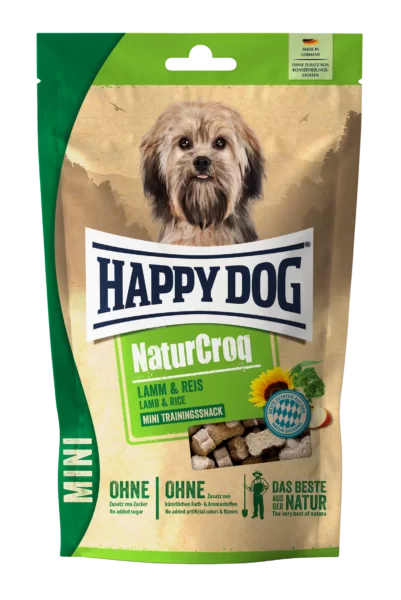 Happy Dog Mini Naturcroq snack Lam og ris 100 g.