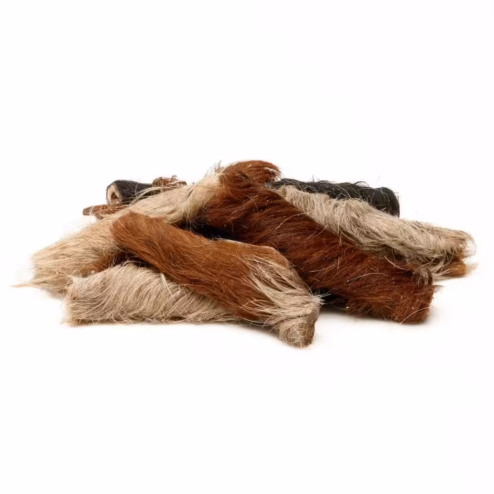 Frigera Natural Dog Chews okse pandelap med hår 250 g.