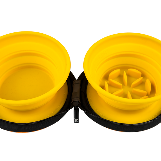 Kiwi Walker Double Travel Bowl, Slowfeeder - gul