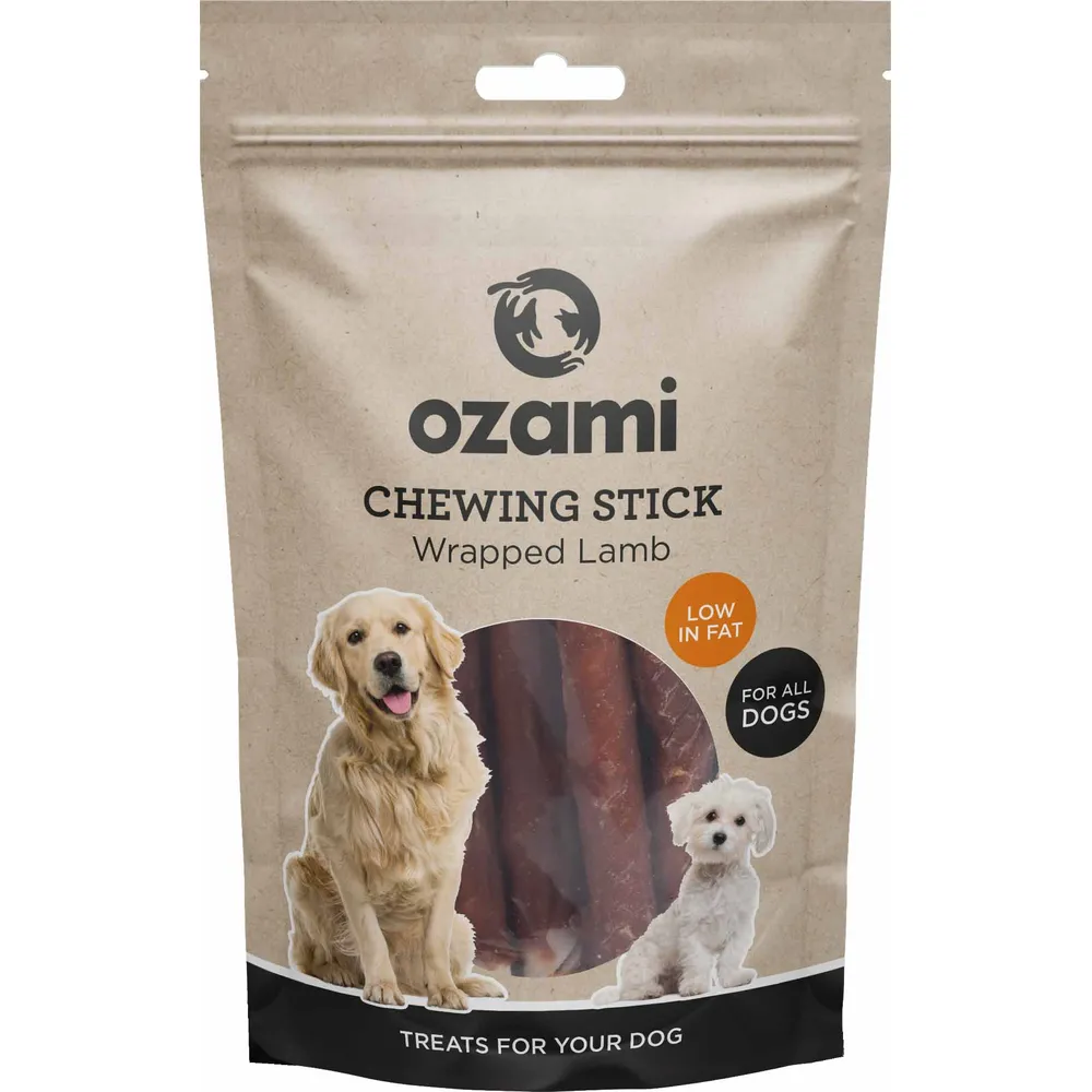 Ozami tyggepind pakket ind i Lam 100 g.