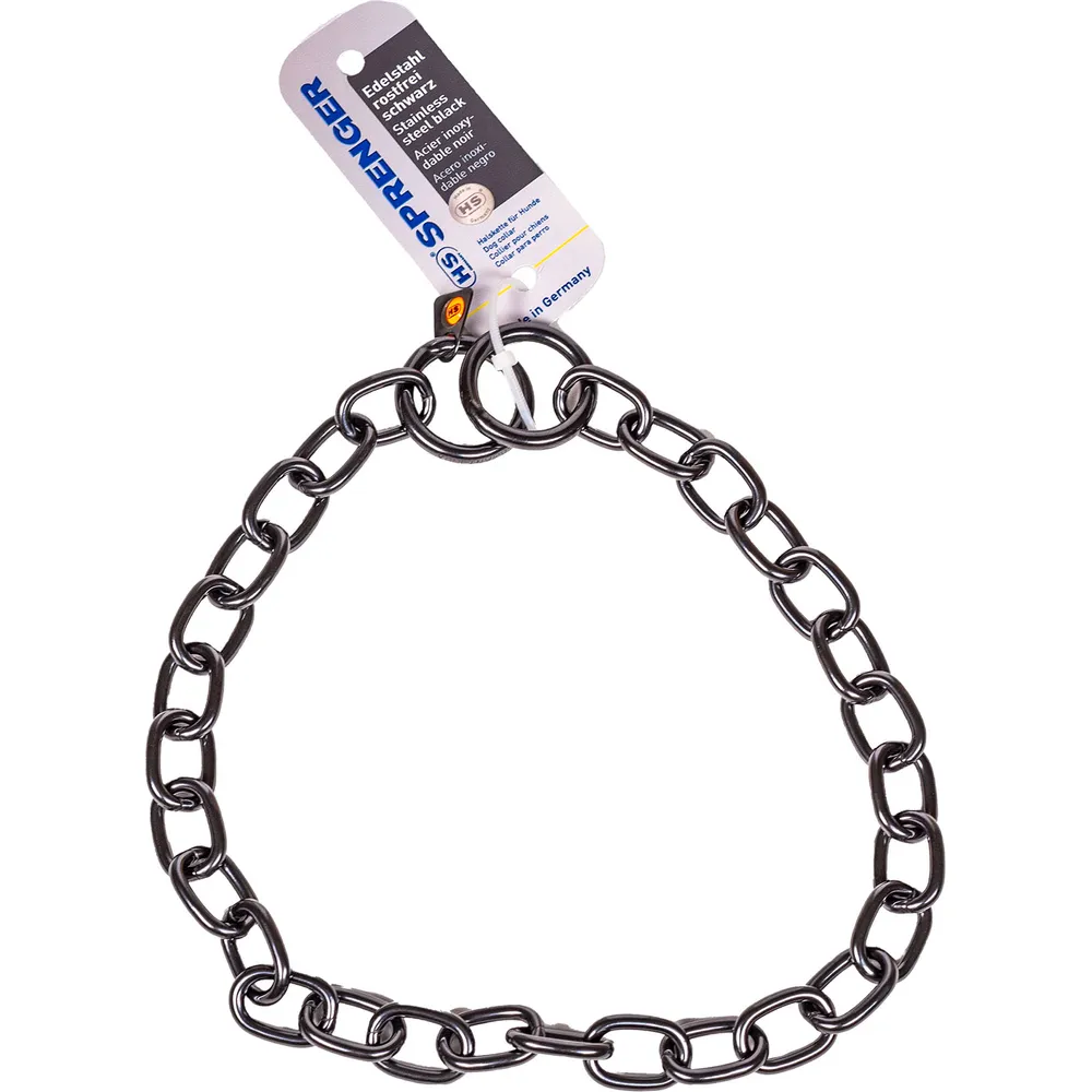 Sprenger HS kvælerhalsbånd Sort Rustfri store led 4 mm. 58 cm.