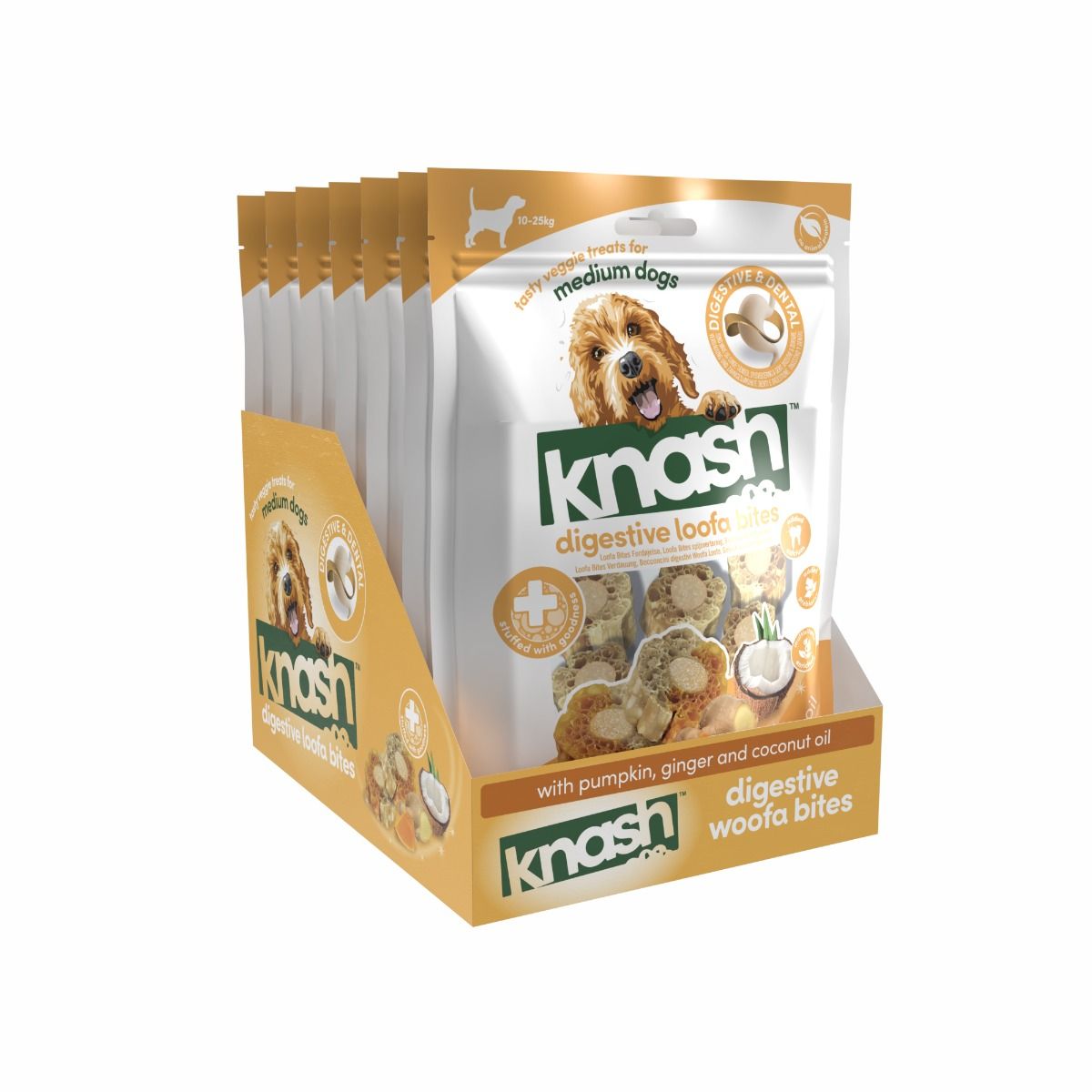 Knash Digestive Loofa Bites, Græskar & Ingefær 100 g.
