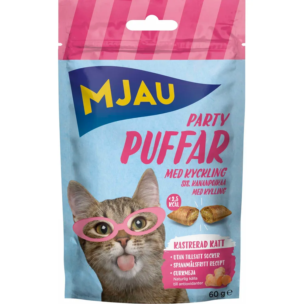 Mjau Partypuffar med kylling - 60 g