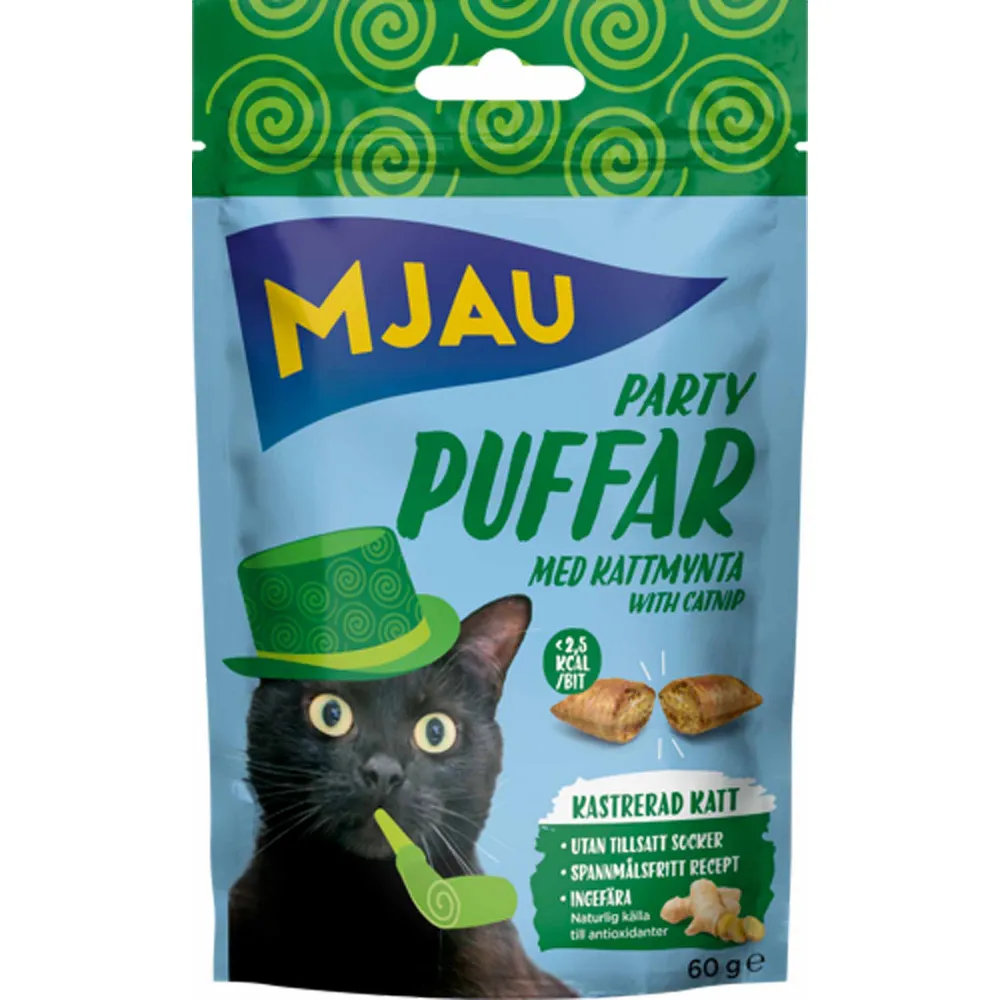 Mjau Partypuffar med katteurt - 60 g