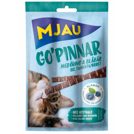 Mjau Tasty Sticks Ørred & Blåbær 15 g