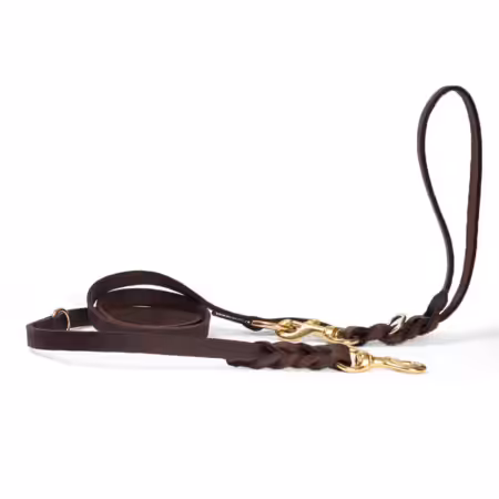 Walk'it Læderline brun med messing karabin. 16 mm./220 cm. M