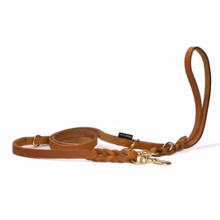 Walk'it Læderline Cognac med messing karabin. 16 mm./220 cm. M