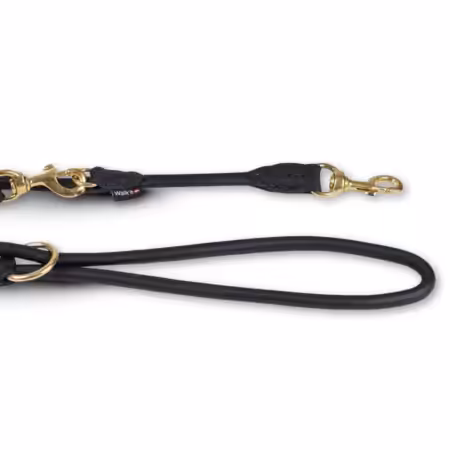 [02-389] Walk'it Rundsyet Dressurline Sort læder- Messing 12mm-220cm