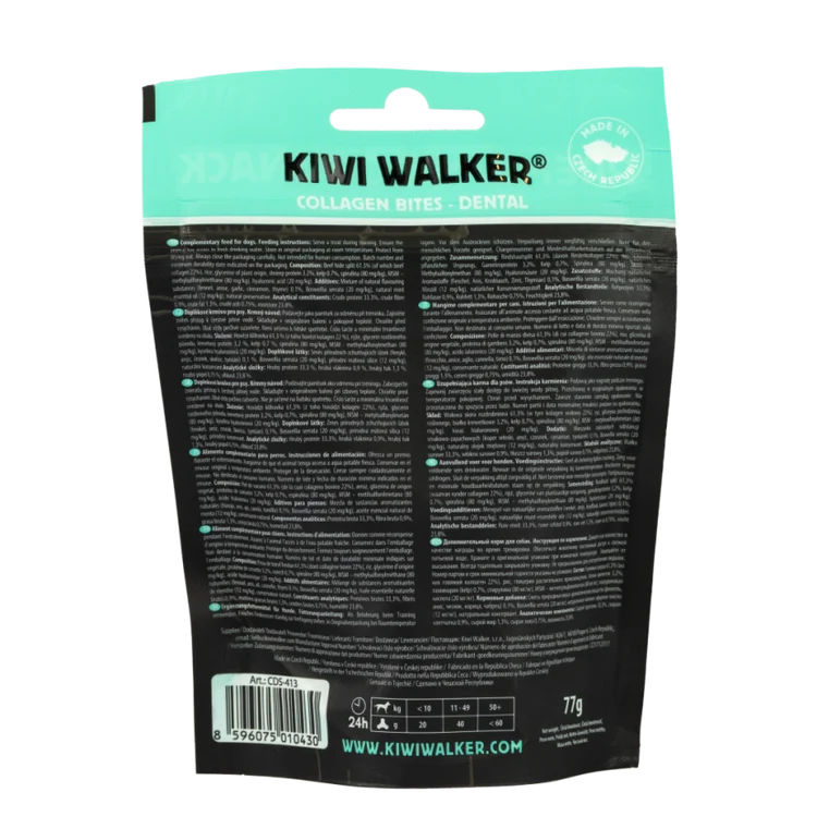Kiwi Walker Dental Collagen Bites (Oksekød, Mynte og Hyaluronsyre) 77 g.