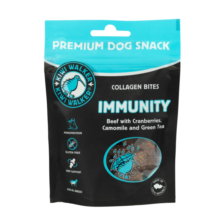 Kiwi Walker Immunity Collagen Bites (Okse med Tranebær, Kamille og Grøn Te) 77 g.