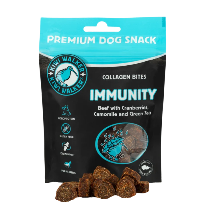 Kiwi Walker Immunity Collagen Bites (Okse med Tranebær, Kamille og Grøn Te) 77 g.