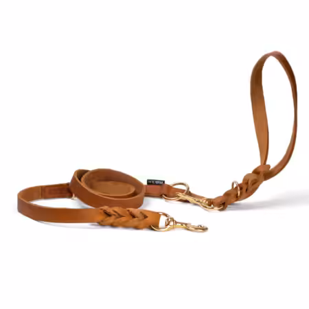 Walk'it Læderline Cognac med messing karabin. 20 mm./220 cm. Large