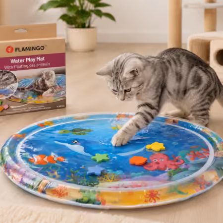Flamingo Blub Vandlegemåtte med flydende havdyr til kat 100 cm